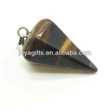 6 Side Cone forma Tiger Eye colgante colgante de piedras preciosas semi